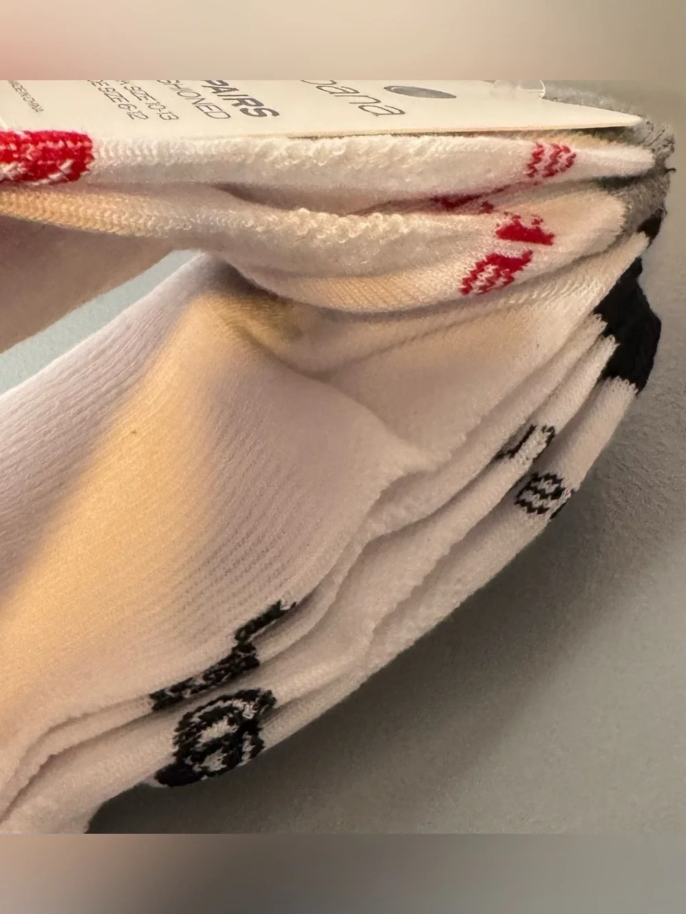 Apana White Athletic Crew Socks with Gray and Red Accents - 3 Pack cushioned